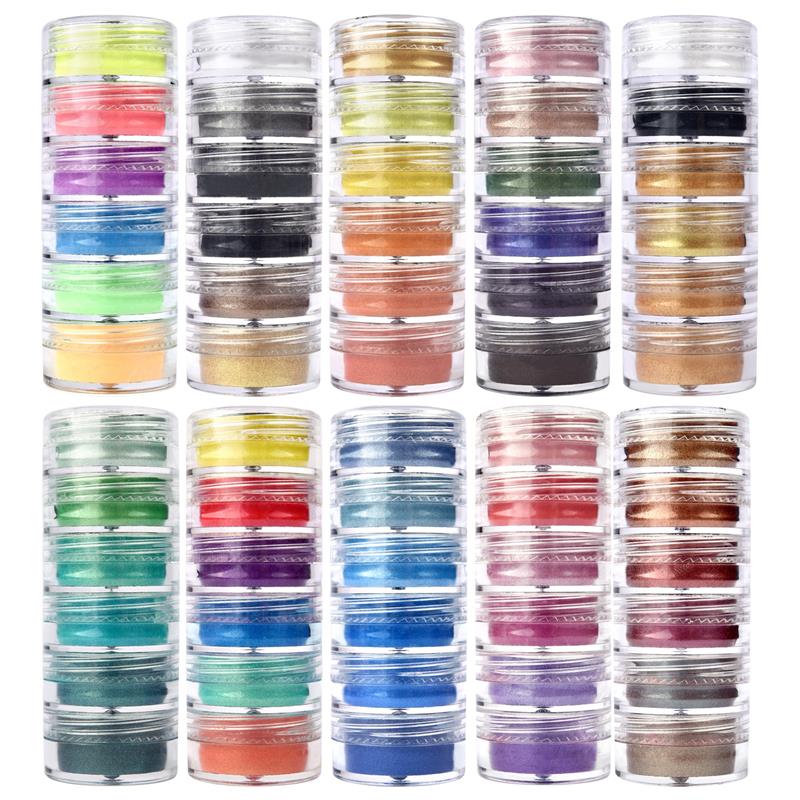 Silicone Epoxy Resin Molds Set - 6 ألوان/مجموعة مسحوق اللؤلؤ الصباغ الراتنج