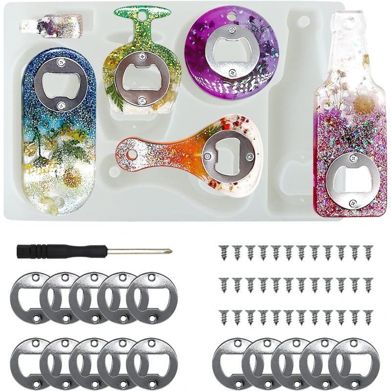 Silicone Epoxy Resin Molds Set - قالب راتنج لفتحة زجاجات البيرة، طقم