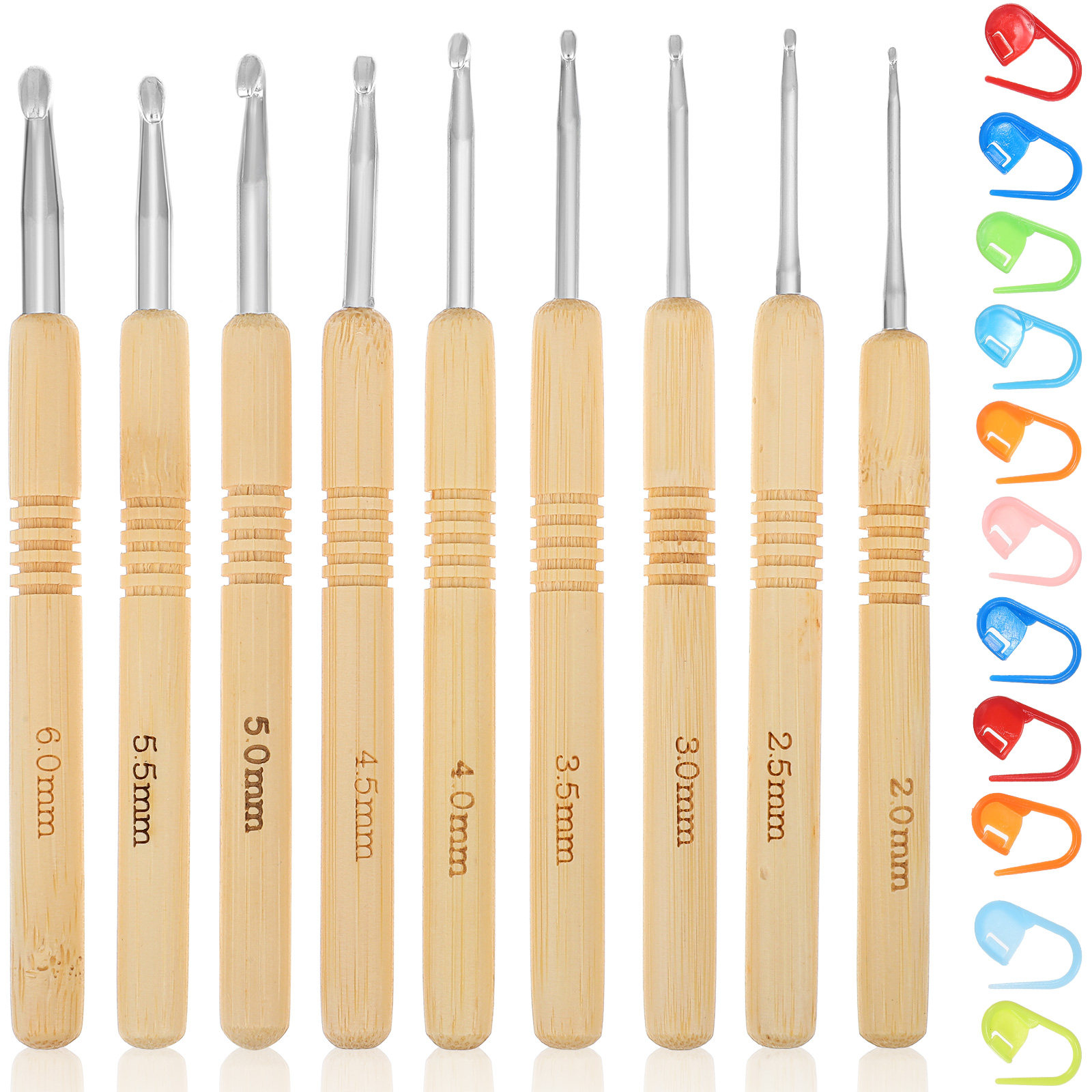 مجموعة واحدة من إبر الكروشيه ا - مراجعة Wooden Crochet Hooks Ergonomic Handle وسعره