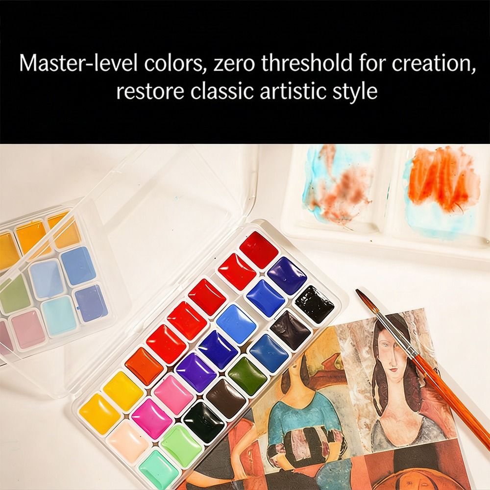 مجموعة ألوان مائية 24 لونًا، ع - مراجعة Watercolor Paint Set Solid Pigment وسعره