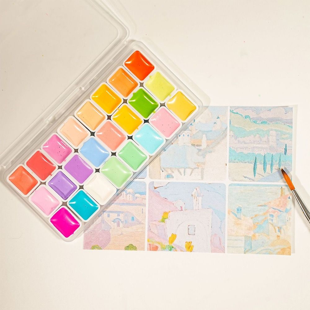 مجموعة ألوان مائية 24 لونًا، ع - مراجعة Watercolor Paint Set Solid Pigment وسعره