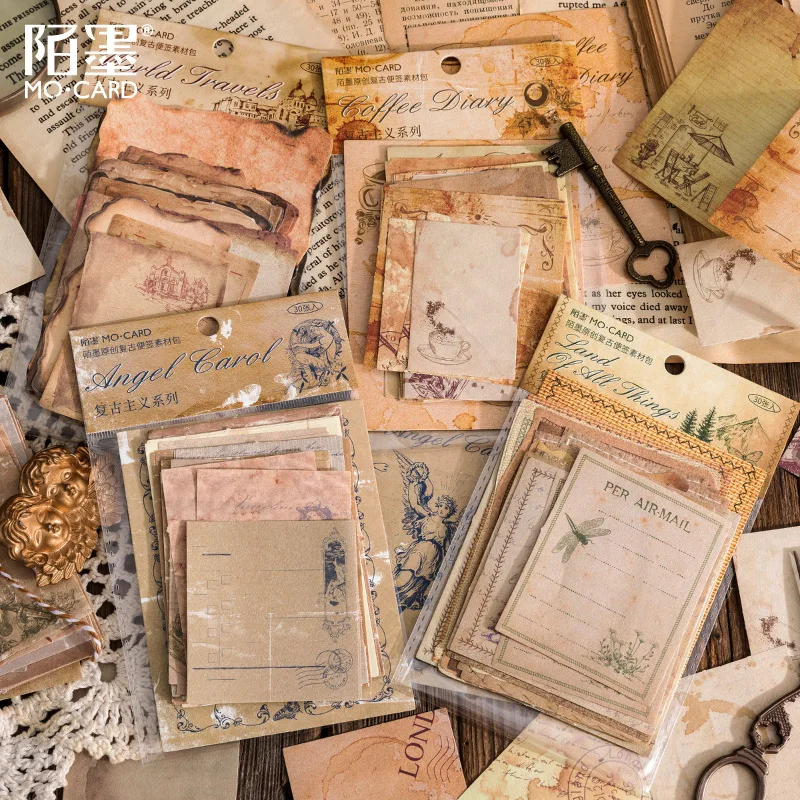 30 قطعة خمر القهوة ورق الحرف ح - مراجعة Vintage Junk Journal Scrapbooking Paper وسعره