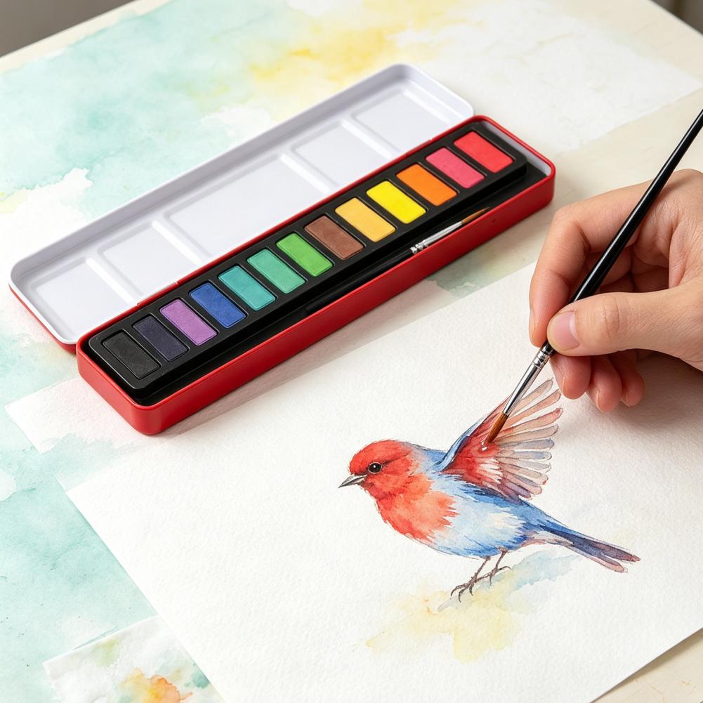 مجموعة ألوان مائية محمولة، أصب - مراجعة Watercolor Paint Set Solid Pigment وسعره