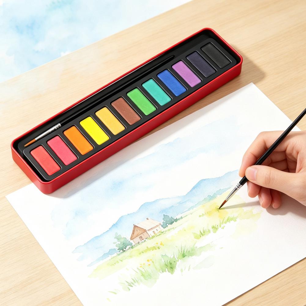 مجموعة ألوان مائية محمولة، أصب - مراجعة Watercolor Paint Set Solid Pigment وسعره