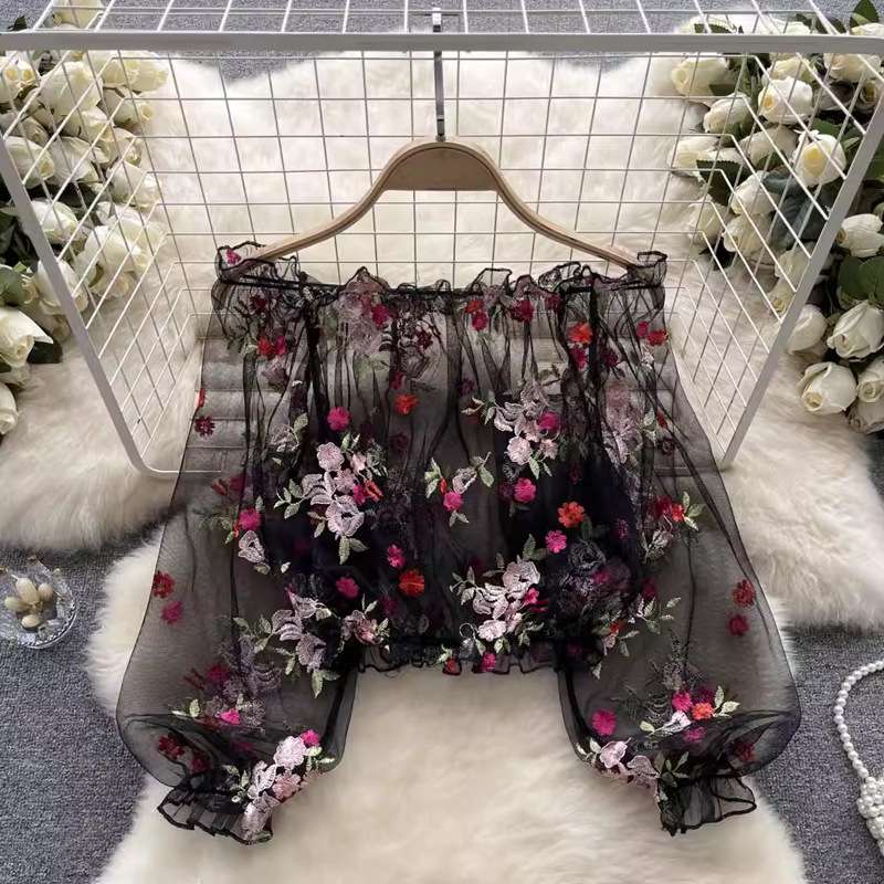 بلوزة نسائية قصيرة بأكمام طويل - مراجعة Embroidery وسعره