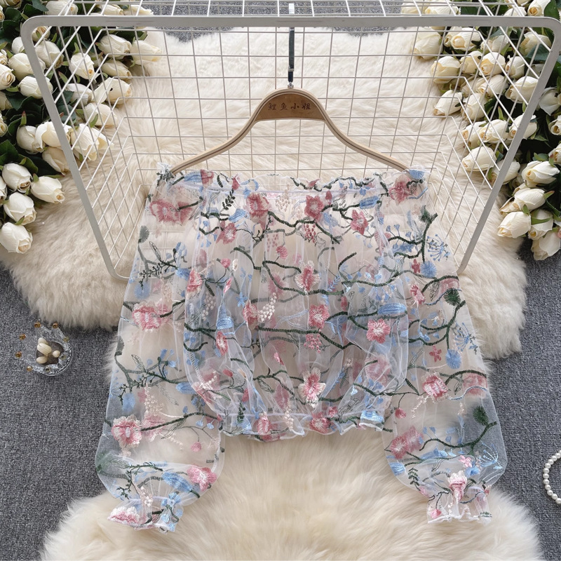 بلوزة نسائية قصيرة بأكمام طويل - مراجعة Embroidery وسعره