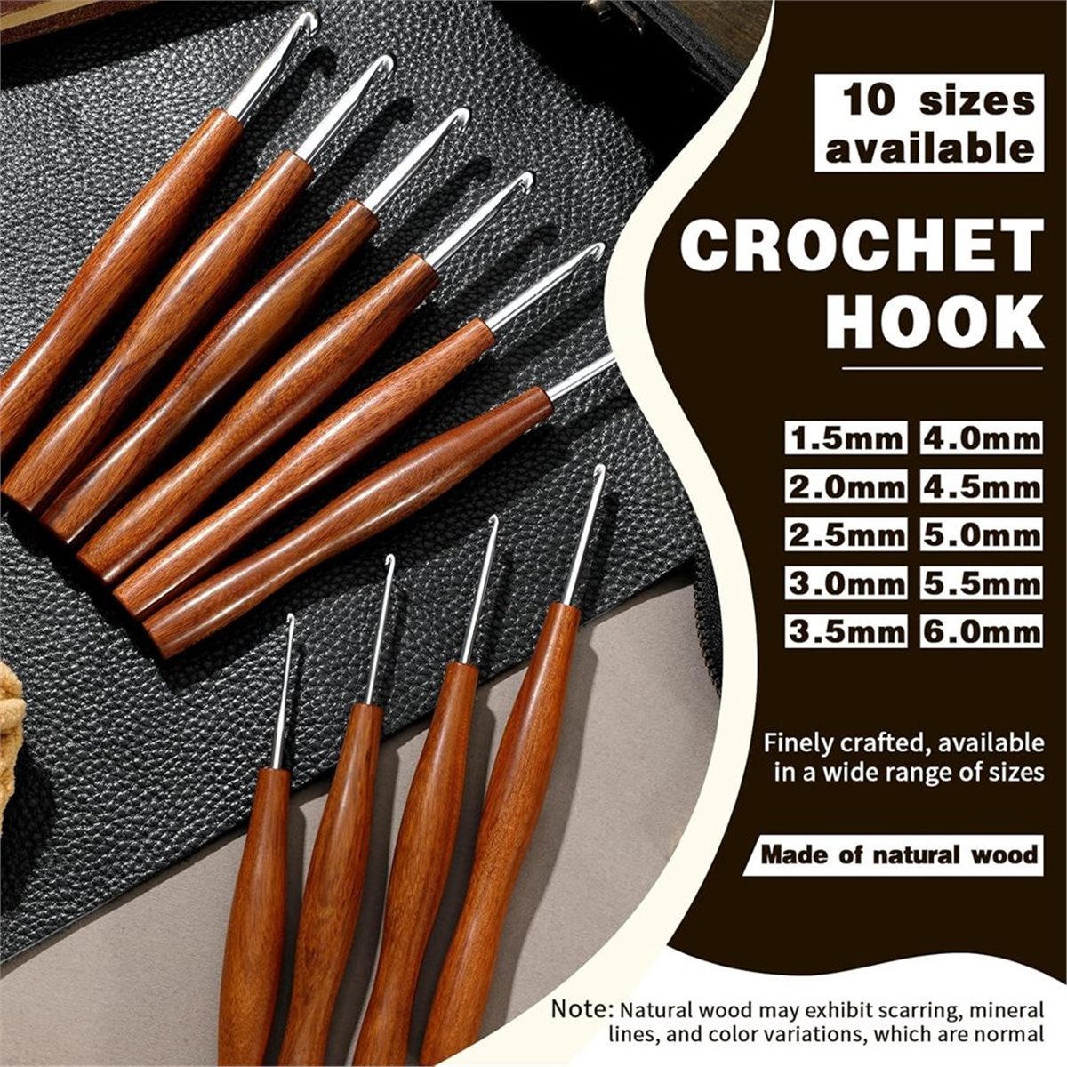 مجموعة من 5 إبر كروشيه من NOCM - مراجعة Wooden Crochet Hooks Ergonomic Handle وسعره