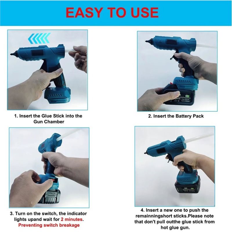 مسدس غراء حراري كهربائي لاسلكي - مراجعة Hot Melt Glue Gun Cordless وسعره