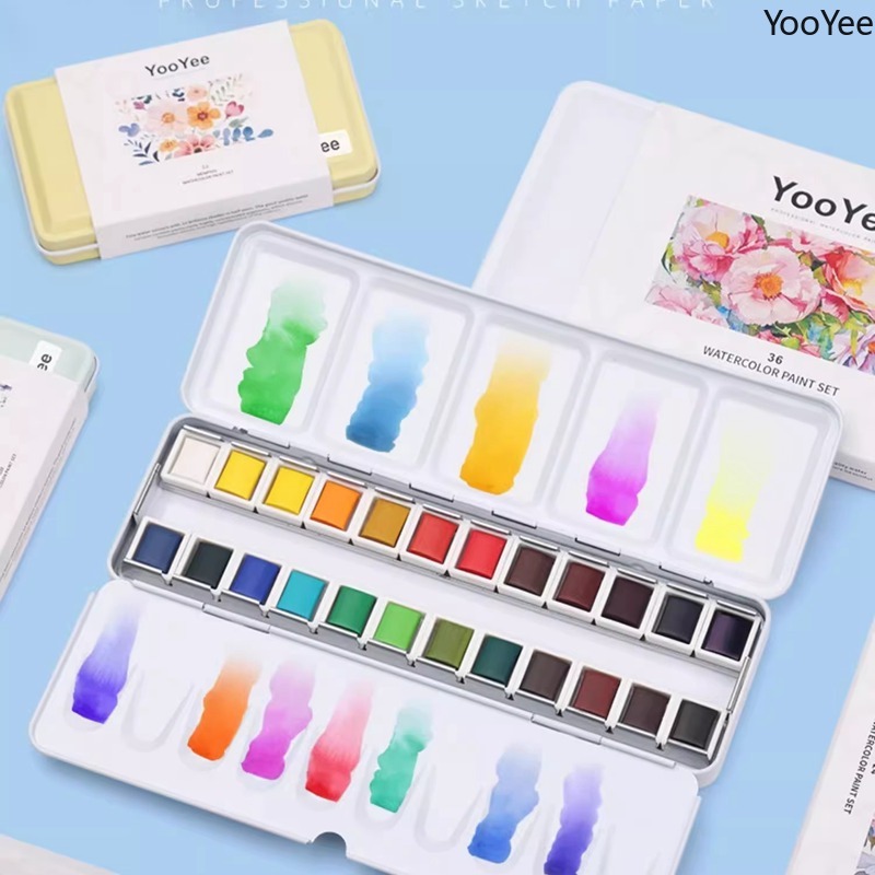 مجموعة دهانات مائية صلبة من Yo - مراجعة Watercolor Paint Set Solid Pigment وسعره