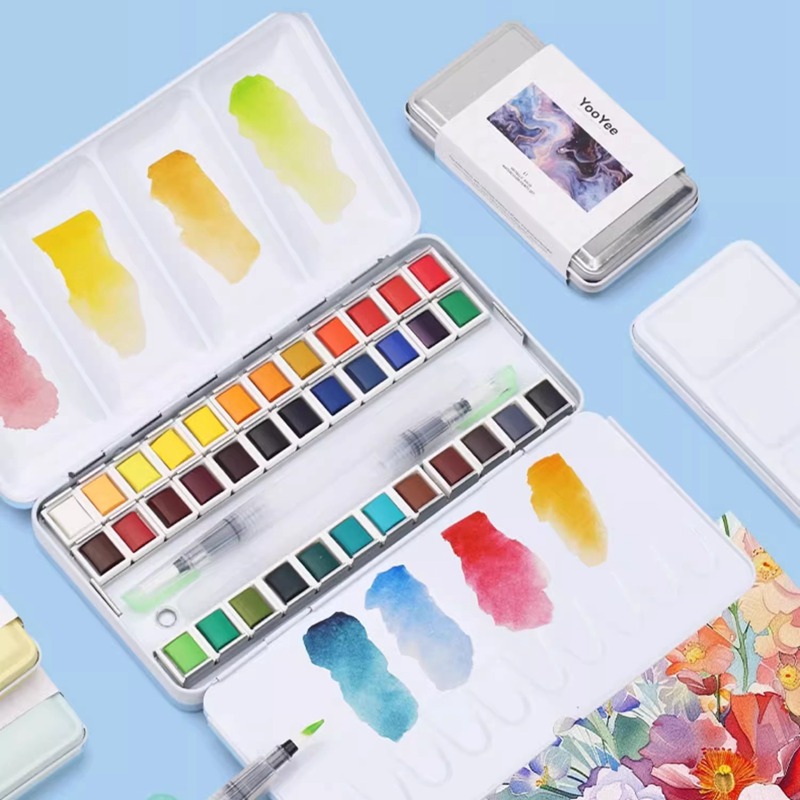 مجموعة دهانات مائية صلبة من Yo - مراجعة Watercolor Paint Set Solid Pigment وسعره